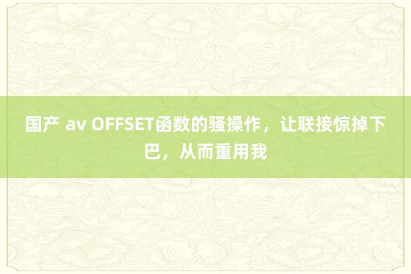 国产 av OFFSET函数的骚操作，让联接惊掉下巴，从而重用我