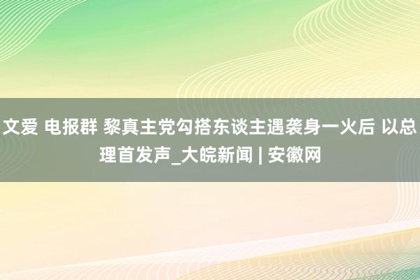 文爱 电报群 黎真主党勾搭东谈主遇袭身一火后 以总理首发声_大皖新闻 | 安徽网