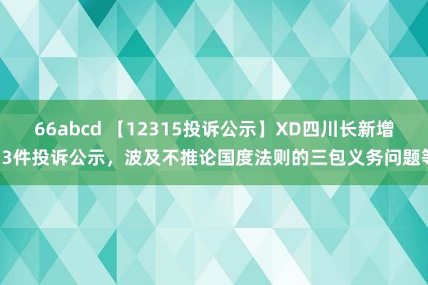 66abcd 【12315投诉公示】XD四川长新增13件投诉公示，波及不推论国度法则的三包义务问题等