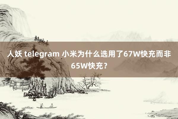 人妖 telegram 小米为什么选用了67W快充而非65W快充？