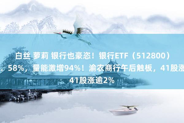 白丝 萝莉 银行也豪恣！银行ETF（512800）收涨3．58%，量能激增94%！渝农商行午后触板，41股涨逾2%