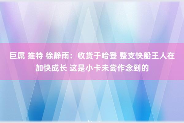 巨屌 推特 徐静雨：收货于哈登 整支快船王人在加快成长 这是小卡未尝作念到的