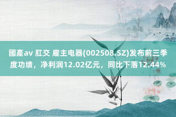 國產av 肛交 雇主电器(002508.SZ)发布前三季度功绩，净利润12.02亿元，同比下落12.44%