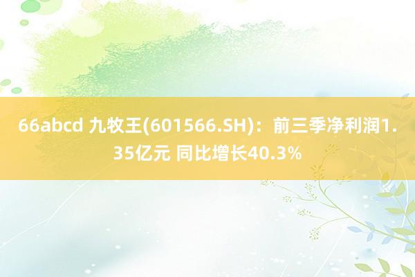 66abcd 九牧王(601566.SH)：前三季净利润1.35亿元 同比增长40.3%