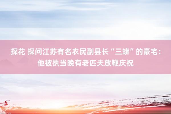 探花 探问江苏有名农民副县长“三蟒”的豪宅：他被执当晚有老匹夫放鞭庆祝