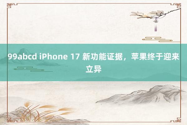 99abcd iPhone 17 新功能证据，苹果终于迎来立异