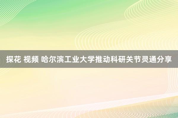 探花 视频 哈尔滨工业大学推动科研关节灵通分享