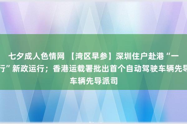 七夕成人色情网 【湾区早参】深圳住户赴港“一签多行”新政运行；香港运载署批出首个自动驾驶车辆先导派司