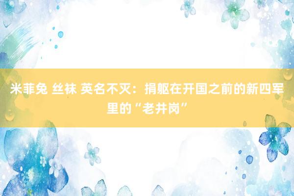 米菲兔 丝袜 英名不灭：捐躯在开国之前的新四军里的“老井岗”