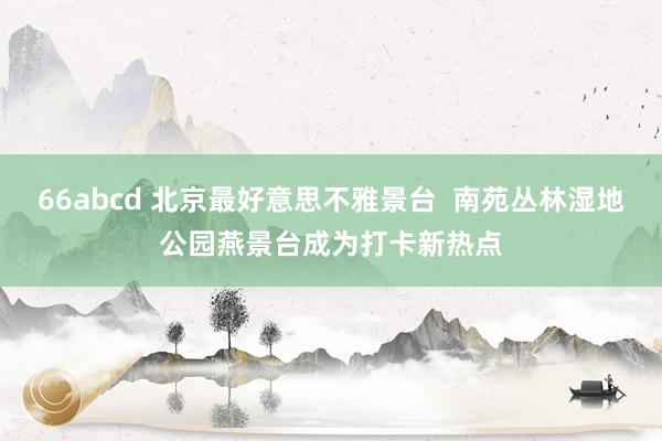 66abcd 北京最好意思不雅景台  南苑丛林湿地公园燕景台成为打卡新热点