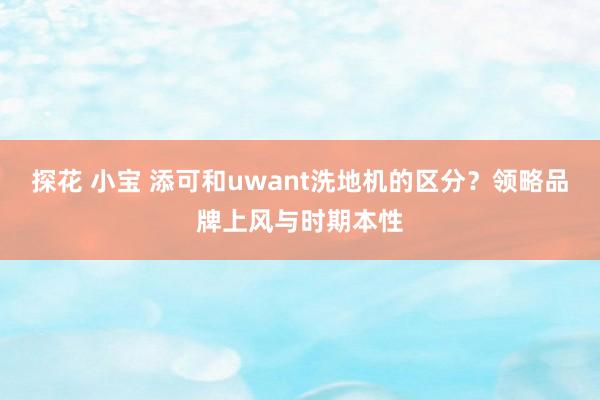 探花 小宝 添可和uwant洗地机的区分？领略品牌上风与时期本性